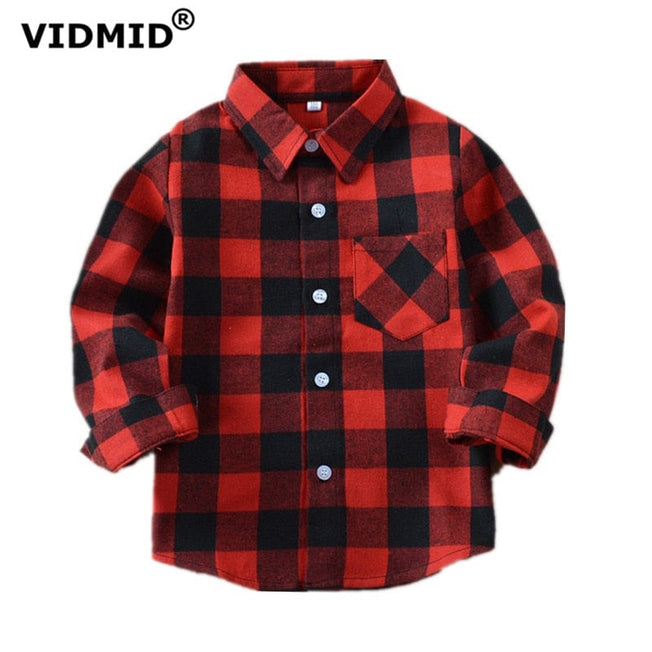 VIDMID Boys shirts for Girls British Plaid child Shirts kids school Blouse red tops clothes Kids Children plaid 12 years 6010 01