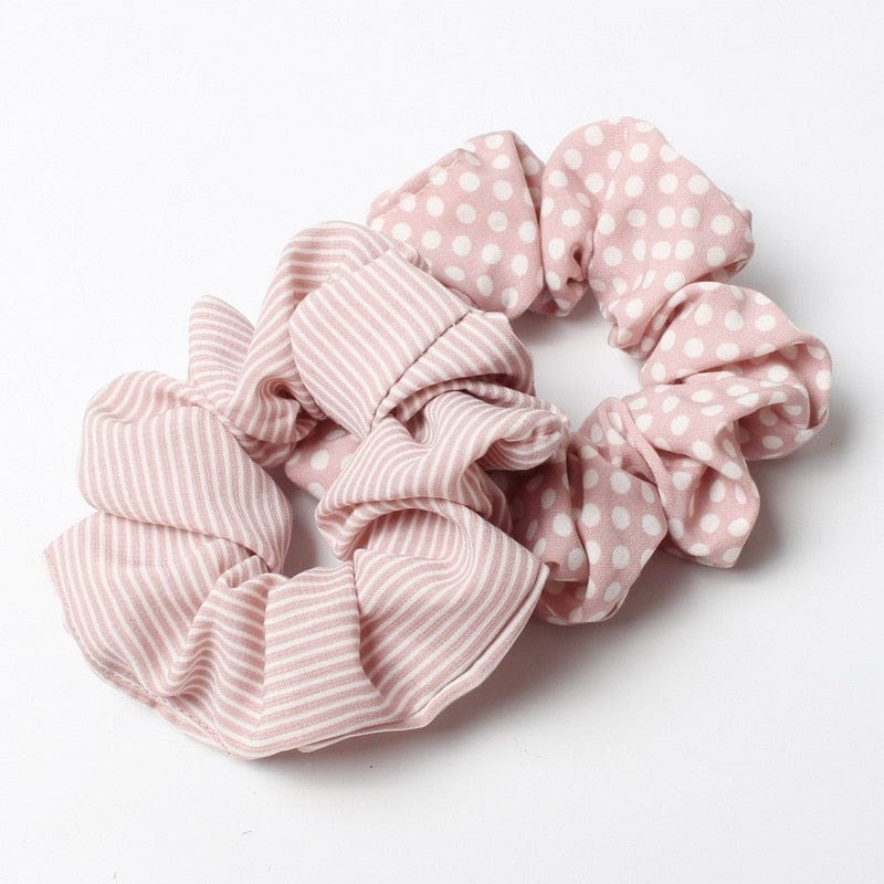 2pcs/lot Stripes And Dots Elastic Scrunchies New Hot Ponytail Holder Hairband Hair Rope Tie Fashion Stipe For Women Girls