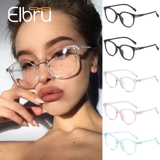 Elbru Optical Eye Glasses Frames for Women Men Ultralight Eyeglasses Frame Female Male Transparent Black Pink Blue oculos