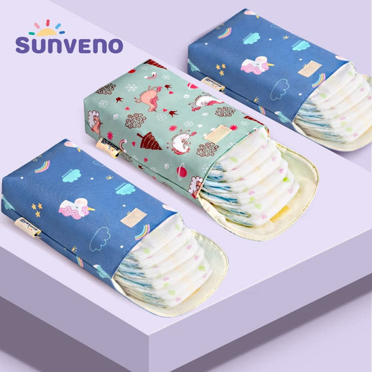 Sunveno Multifunctional Baby Diaper Organizer Reusable Waterproof Fashion Prints Wet/Dry Bag Mummy Storage Bag Travel Nappy Bag