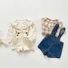 2023 Spring Autumn New Baby Overalls Boys Girls Denim Overalls Kids Jumpsuit Korean Fashion Children Denim Shorts