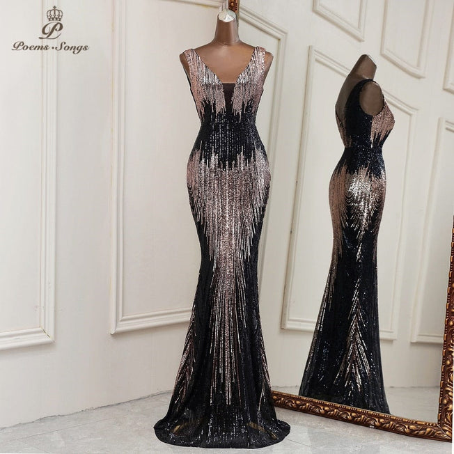 New Sexy deep V neck style mermaid evening dresses vestidos formales vestidos de fiesta robe de soiree de mariage