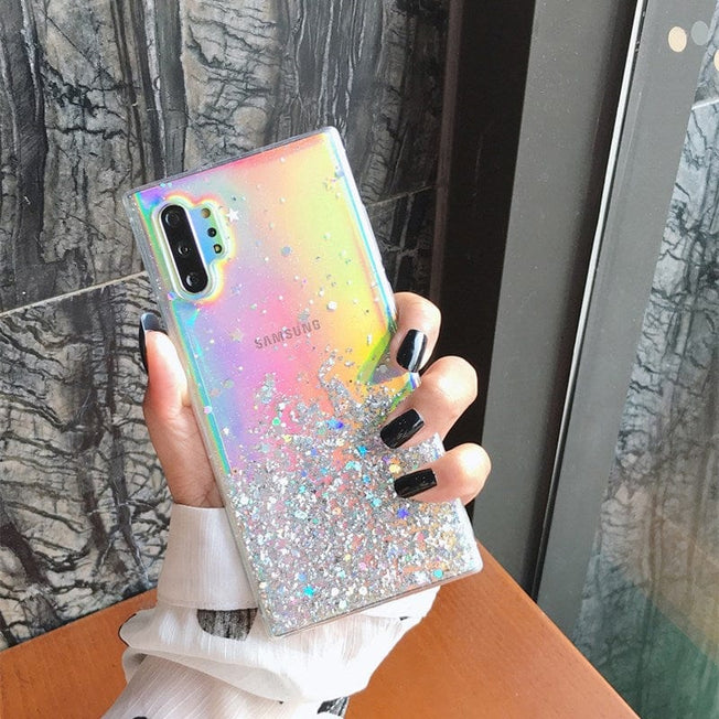 Glitter Star Transparent Silicone Case For Samsung A71 A51 S8 S9 S20 Ultra 10 PLUS S20FE A21 Note 8 10 Note 20 Shockproof Cover