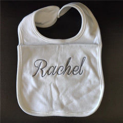 Name Personalised Baby bib 100% cotton White Plain Newborn Baby Saliva Funny Birthday Gift For Baby Anniversary shower gift