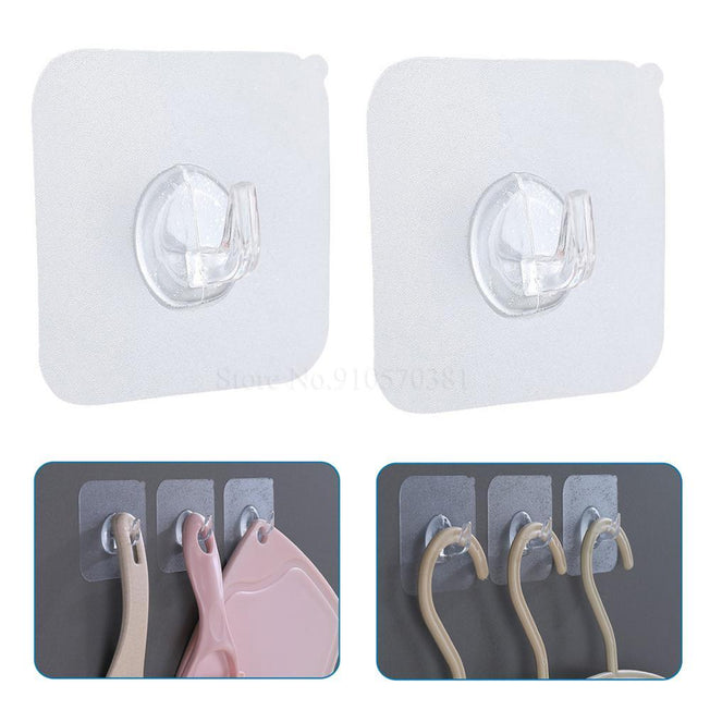 50/5Pcs Transparent Strong Self Adhesive Door Wall Hangers Hanging Kitchen Magic Bathroom Accessories Hook For Silicone Storage - Wowza