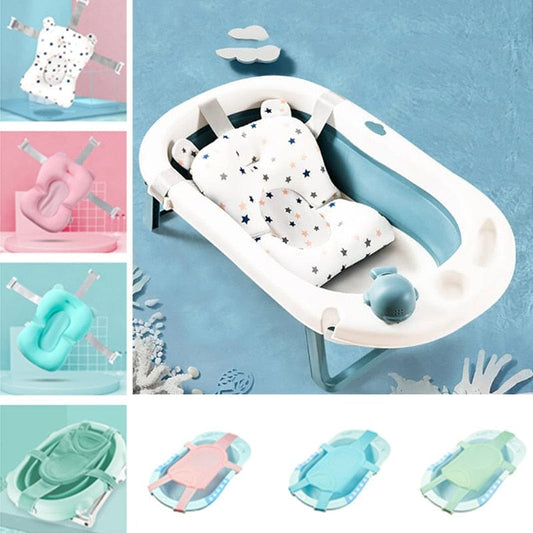 Portable Baby Bathtub Pad Adjustable Bath Tub Shower Cushion Newborn Support Seat Mat Foldable Baby Bath Seat Floating Water Pad