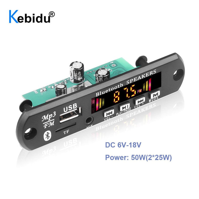 DC 5V 18V 50W Amplifier MP3 Decoder Board Bluetooth V5.0 Car MP3 Player USB FM AUX Radio Recording Module For Speaker Handsfree