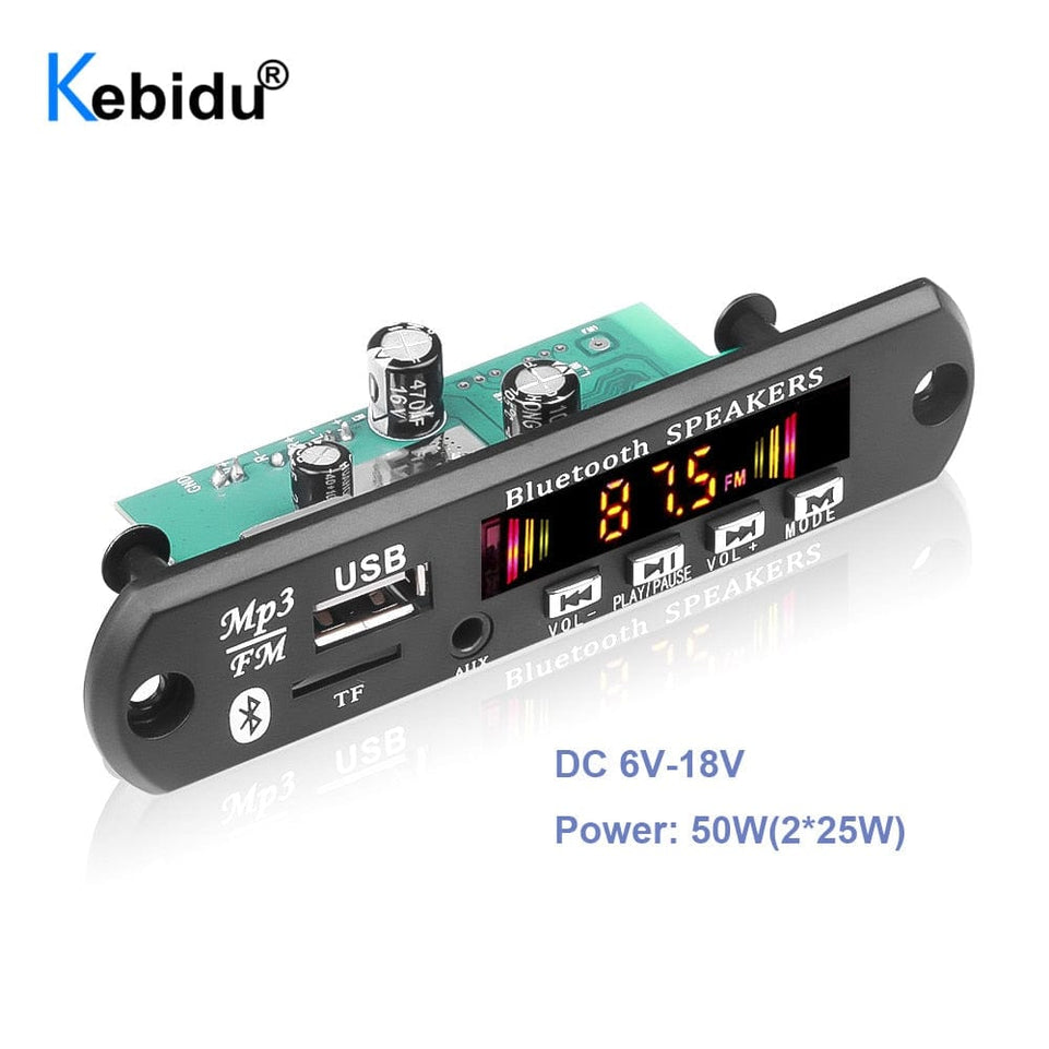 DC 5V 18V 50W Amplifier MP3 Decoder Board Bluetooth V5.0 Car MP3 Player USB FM AUX Radio Recording Module For Speaker Handsfree