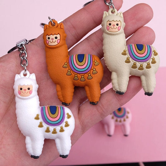 New Qualitied Original cartoon Lamb cute Luck Zodiac Alpaca keychain key ring Simulation Animals Pendant Jewelry Birthday gift