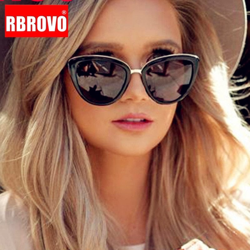 RBROVO 2023 New Oversized Sunglasses Women Cateye Retro Glasses for Women Luxury Sunglasses Women Brand Oculos De Sol Feminino