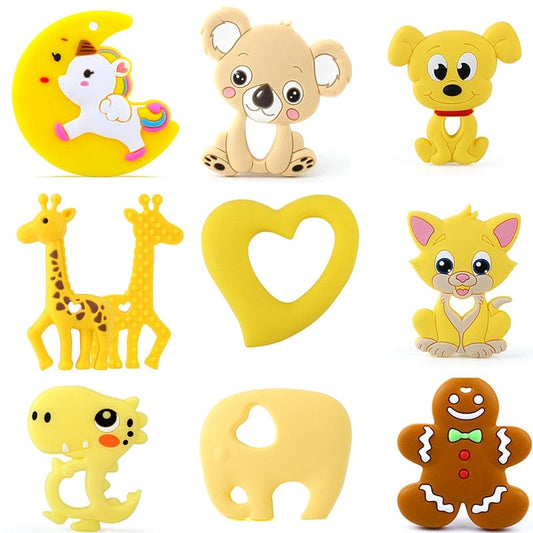 Keep&Grow 1pcs Baby Animal Silicone Teethers Dog Dinosaur Koala Baby Teething Product Accessories For Pacifier Chains BPA Free