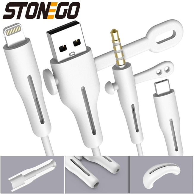 STONEGO 2 in 1 Charging Cable Protector Phones Cable holder Cover cable winder clip USB Charger Cord management cable organizer