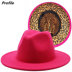 Rose red fedora hat new leopard print hat European and American men's and women's hat fedora jazz winter hat шапка женская