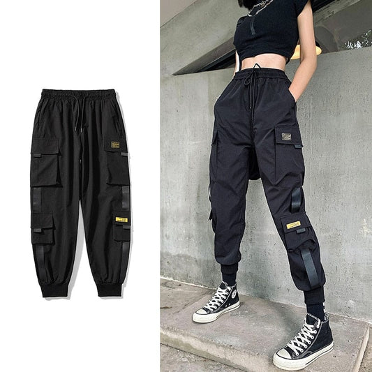 Streetwear Black Pants Women Korean Style Elastic Waist Sweatpants Baggy Pants Summer Autumn Hip Hop Harajuku Trousers Women