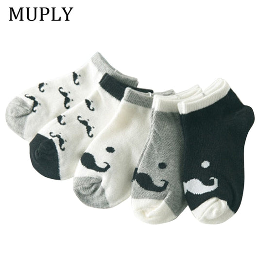 5 Pair/lot Cotton Baby Socks Printing mustache Girls Boys Children Socks Spring Autumn Infant Toddler Kids Socks For 1-3 Year