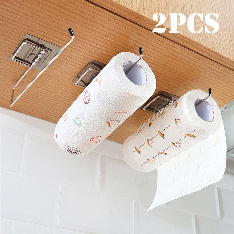 1/2pcs Hanging Toilet Paper Holder Roll Paper Holder Bathroom Towel Rack Stand Kitchen Stand Paper Rack Home Storage Racks - Wowza