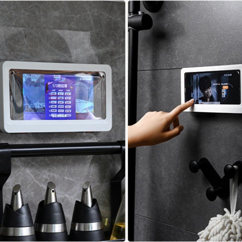 Home Wall Waterproof Mobile Phone Box Self-adhesive Holder Touch Screen Bathroom Phone Shell Shower Sealing Storage Box - Wowza