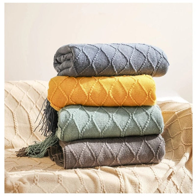 Inya Throw Blanket Textured Solid Soft Sofa Couch Bed Cover Decorative Nordic Knitted Blanket Weighted Christmas Decor Plaids