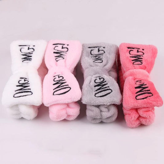 New Letter "OMG" Coral Fleece Soft Bow Headbands for women Girls Cute Hair Holder Hairbands Hair Bands Headwear Hair Accessories