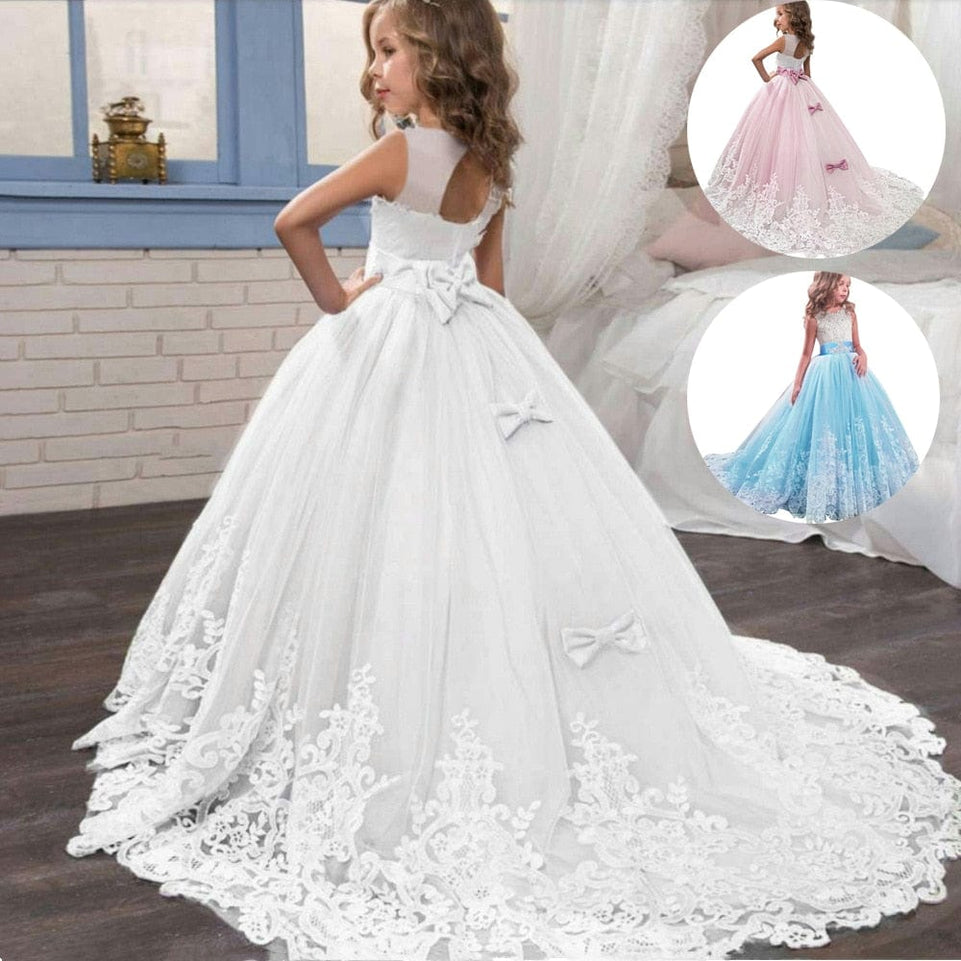 2023 Summer Girls Dress Long Bridesmaid Kids Dresses For Girls Children Princess Dress Party Wedding Dress 3 10 14 Years Vestido