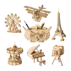 Robotime DIY 3D Wooden Puzzle Toys Assembly Model Toys Plane Merry Go Round Ferris Wheel Toys for Children