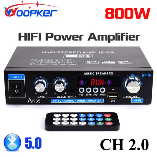 Digital Amplifiers AK35 800W  100-240V 12V Bass Audio Power Bluetooth AMP Hifi FM Subwoofer Speakers