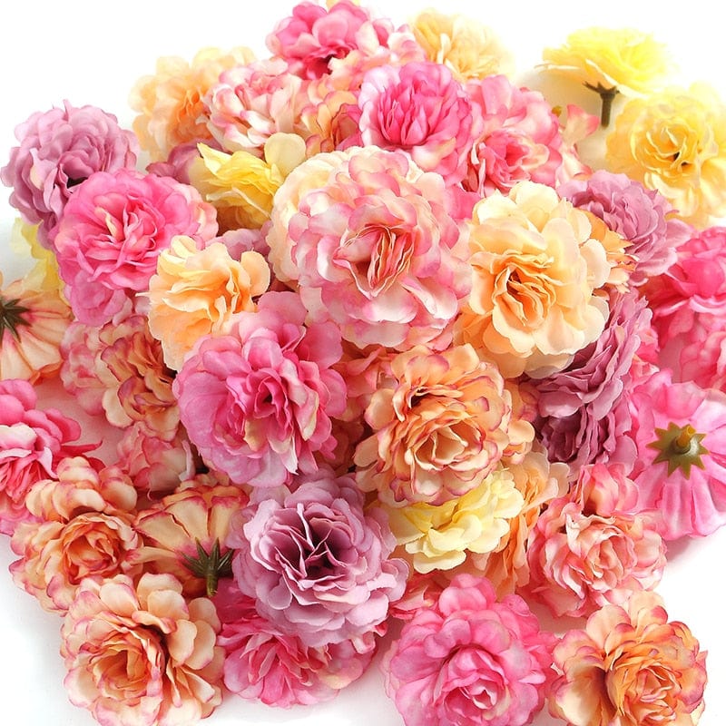 Rose Artificial Flowers Heads 4.5cm Fake Flowers For Wedding Party Decoration Home Decor DIY Craft Wreath Cake Gifts Accessories