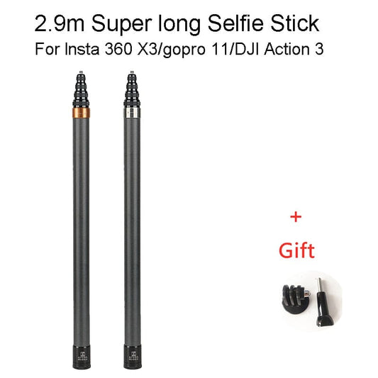 290cm Carbon Fiber Invisible Extended Edition Selfie Stick For Insta360 X3 / GO 3/ACTION 4 Accessories For Go Pro Selfie Stick