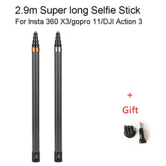 290cm Carbon Fiber Invisible Extended Edition Selfie Stick For Insta360 X3 / GO 3/ACTION 4 Accessories For Go Pro Selfie Stick