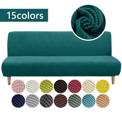 Polar Fleece Fabric Armless Sofa Bed Cover Solid Color Without Armrest Big Elastic Folding Furniture home Decoration Bench Cover