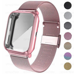 2in1 Wrist Strap for Amazfit Bip U Pro Case Correa Metal Bracelet for Amazfit GTS 4 3 2 mini Bip U Band Screen Protector Belt