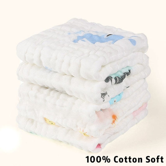 4PCS Baby Towel 100% Cotton Bath Towel 6 Layers Gauze Face Washcloth Squares Hand Wipe Newborn Bathing Feeding Kids Handkerchief