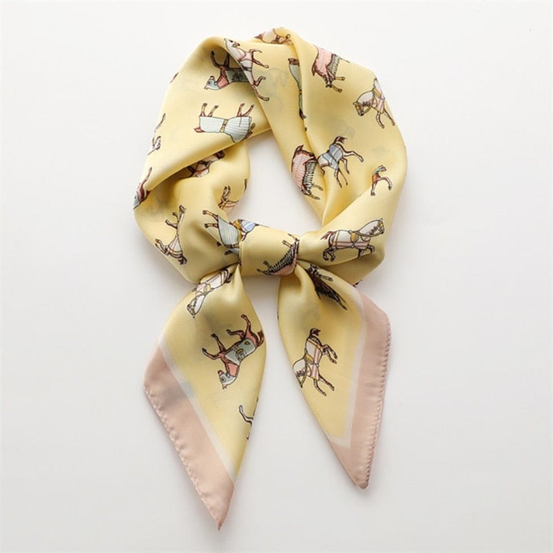 Female Silk Neck Scarf Letter D Print Square Hair Scarves Foulard Head Band Shawls And Wraps Neckerchief Bandana 70*70cm