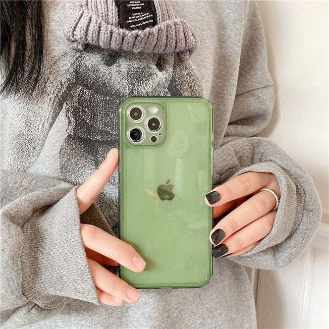 Retro kawaii jelly green Transparent Japanese Phone Case For iPhone 14 Plus 14 13 12 11 Pro Max Xr Xs Max 7 Plus case Cute Cover
