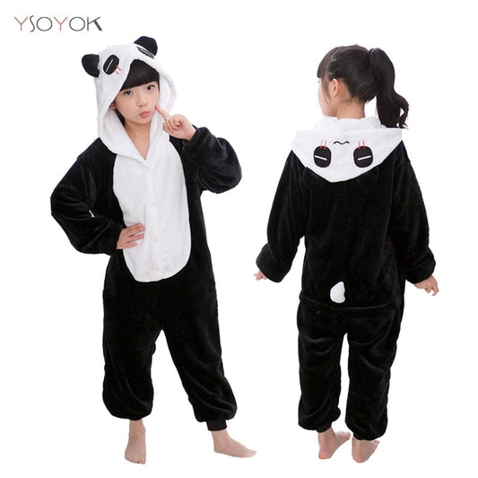 Kigurumi Children Winter Sleepwear Kids Unicorn Panda Pajama sets Baby Girls Boys Panda Licorne Onesies for 4 6 8 10 12 Years