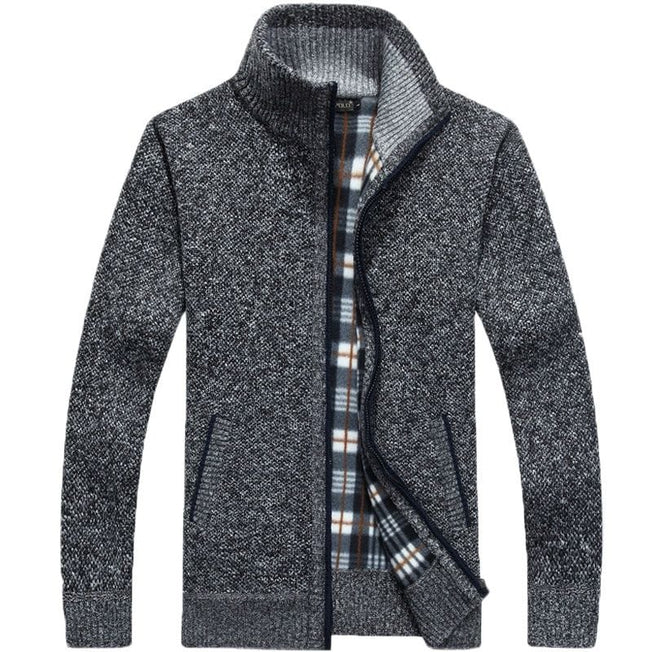 2023 Autumn Winter Men's Sweater Coat Faux Fur Wool Sweater Jackets Men Zipper Knitted Thick Coat Warm Casual Knitwear Cardigan