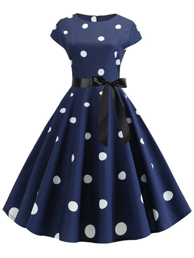 2022 Women Summer Dress Vintage Floral Print Rockabilly Dress Robe Femme Sundress Vestidos Polka Dot Party Dress