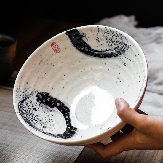 Japanese style 7.5 inch large bowl ramen bowl ceramic soup bowl retro tableware hat bowl trumpet bowl ceramic - Wowza