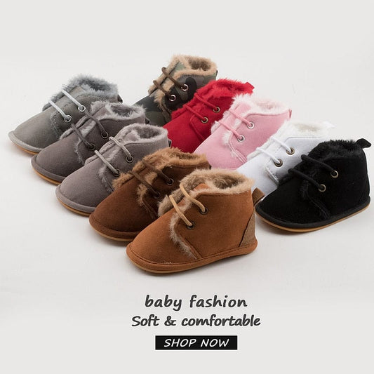 New Snow Baby Booties Shoes Baby Boy Girl Shoes Crib Shoes Winter Warm Cotton Anti-slip Sole Newborn Toddler First Walkers Shoes