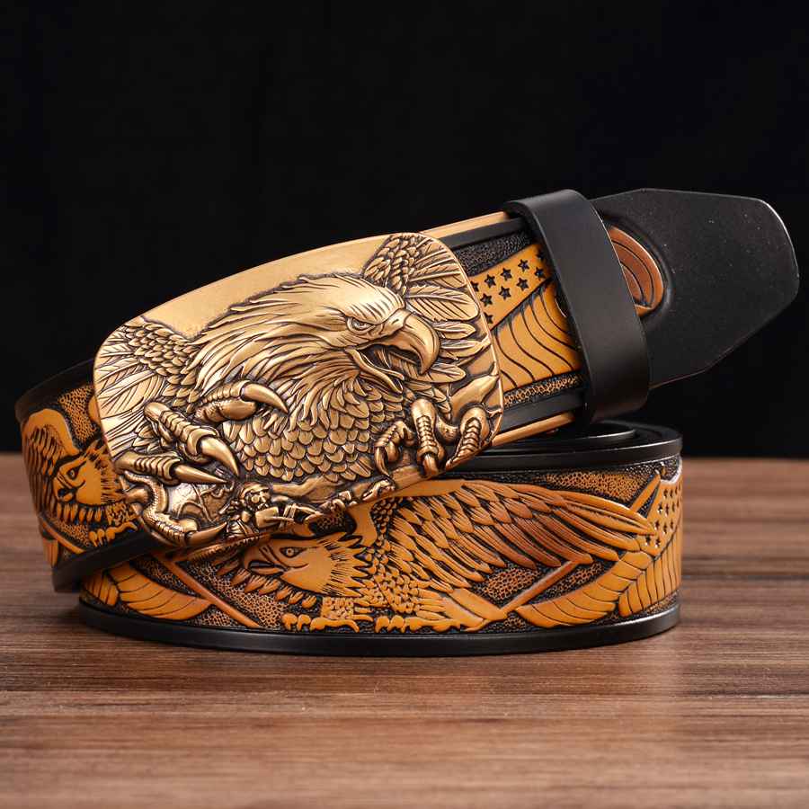 Men's Leather Belts Belts for Men Genuine Leather Ratchet Belt Automatic Buckle Wide:35mm Men Automatic Buckle Belt