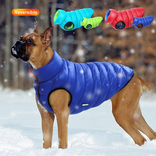 Warm Winter Dog Clothes Vest Reversible Dogs Jacket Coat 3 Layer Thick Pet Clothing Waterproof Outfit for Small Large Dogs - Wowza