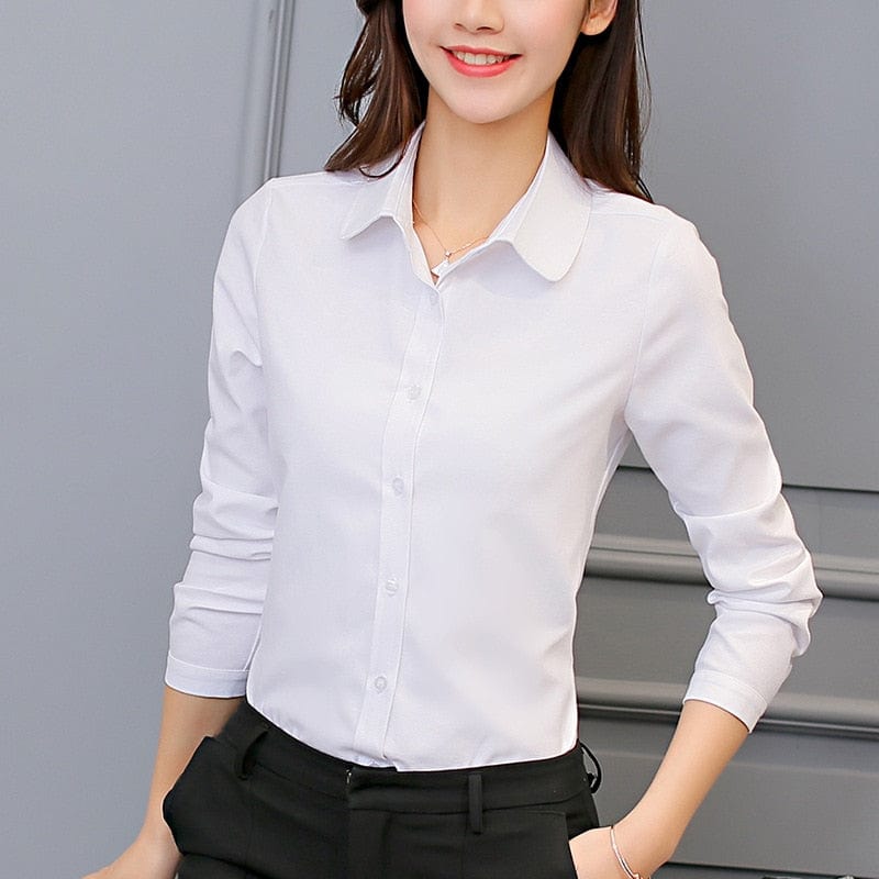 Korean Fashion Women Shirts White Shirt Women Long Sleeve Shirts Tops Office Lady Basic Shirt Blouses Plus Size Woman Blouse 5XL