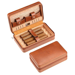 GALINER Charuto Cedar Wood Cigar Humidor Box Travel Leather Cigar Case Storage 4 Cigars Box Humidor Humidifier For Sigar