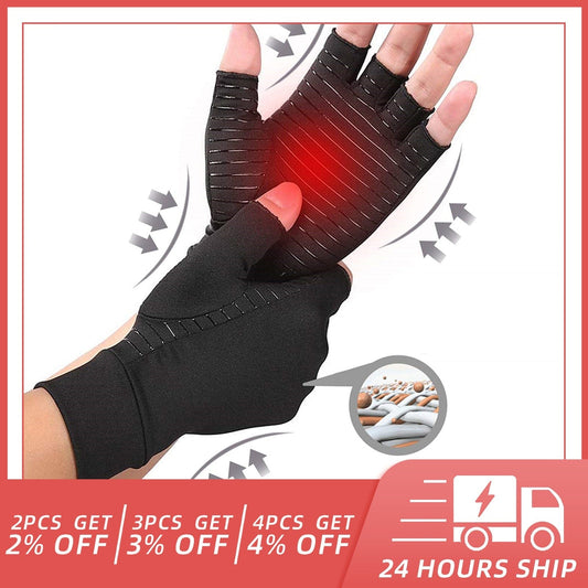 Aptoco Compression Arthritis Gloves Women Men Joint Pain Relief Half Finger Brace Therapy Wrist Support Anti-slip Therapy Gloves