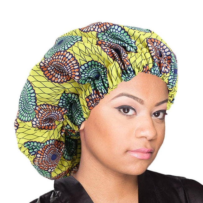 African Pattern Ankara Print Bonnet Women Night Sleep Cap Satin Lining Soft Extra Large Head Wear Ladies Headwrap Hair Care Hat