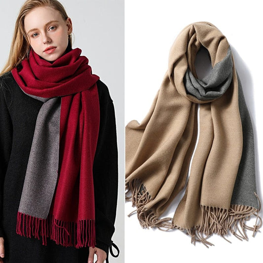 Winter Cashmere Scarf Women Thick Warm Shawls Wraps Lady Solid Scarves Fashion Tassels Pashmina Blanket Quality Foulard 2023 New