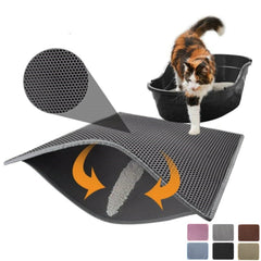 Pet kedi kumu matı su geçirmez EVA çift katmanlı kedi çöp yakalama Pet kum kabı Mat temiz ped ürünleri kediler aksesuarları - Wowza