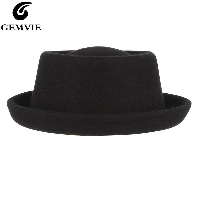 GEMVIE Classic 100% Wool Soft Felt Pork Pie Hat Fedora for Men Women Autumn Winter Wool Hat Curved Brim Men Dress Hats