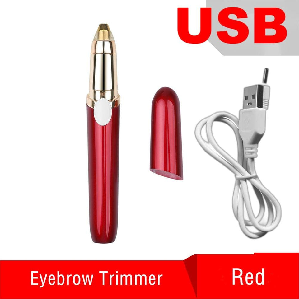 Women Electric Eyebrow Trimmer USB Rechargeable Eye Brow Epilator Mini Lipstick Shaper Shaver Painless Razor Facial Hair Remover