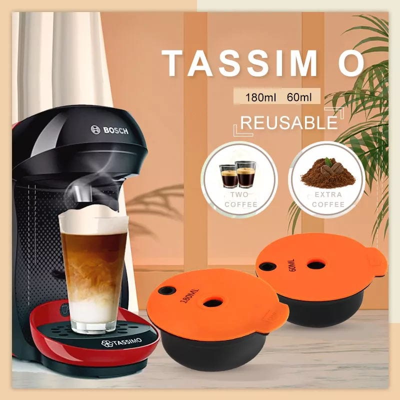 ICafilas Refillable Coffee Capsules for Tassimo BOSCH Machine Reusable Coffee Pod Crema Maker Eco-Friendly - Wowza